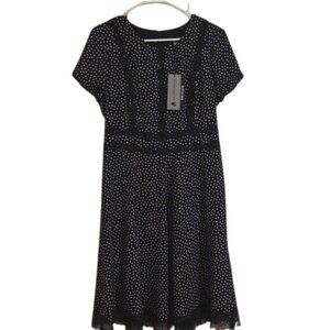 Karl Lagerfeld Paris Mini Dress 10 Polka Dot Black & White Lace NWT $150